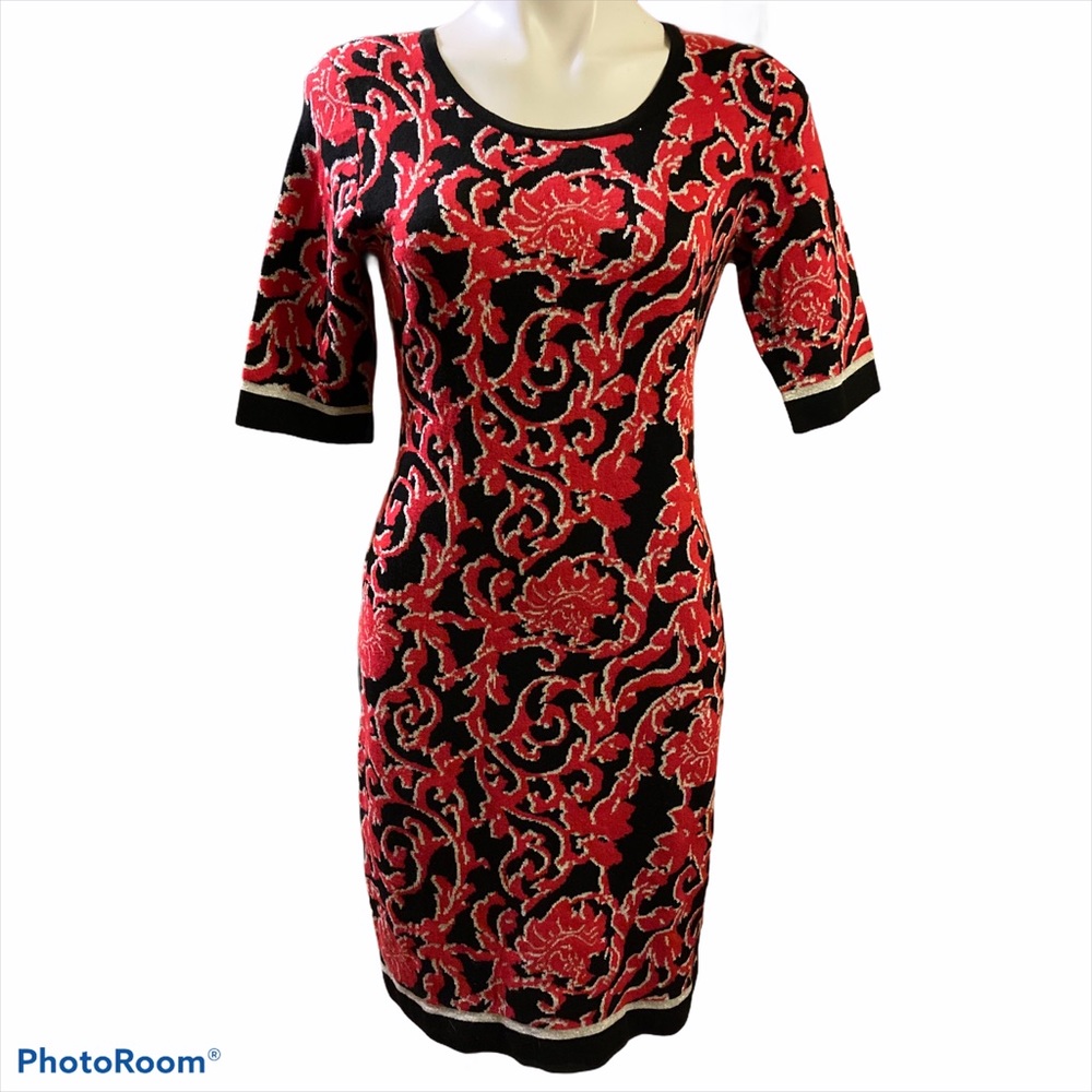 5 Twelve Red and black sweater dress